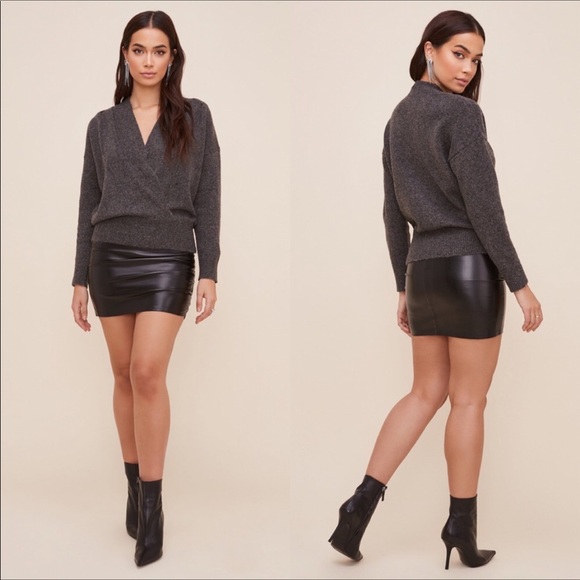 Astr Sweaters - ASTR
The Label Pleated Wrap Front Sweater In Charcoal S